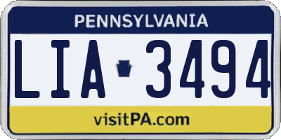 PA license plate LIA3494