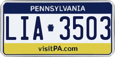 PA license plate LIA3503