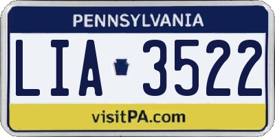 PA license plate LIA3522