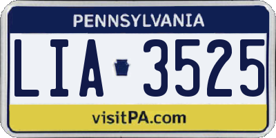 PA license plate LIA3525