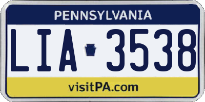 PA license plate LIA3538