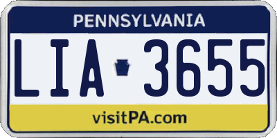 PA license plate LIA3655