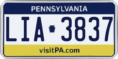 PA license plate LIA3837
