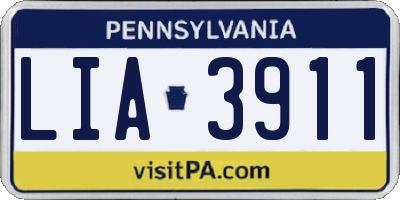 PA license plate LIA3911