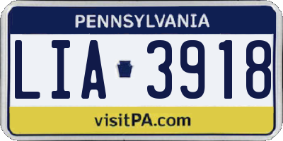 PA license plate LIA3918