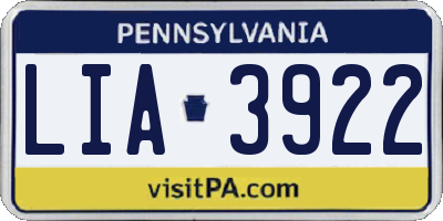 PA license plate LIA3922