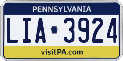 PA license plate LIA3924