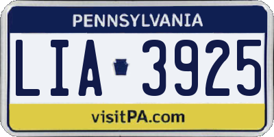 PA license plate LIA3925