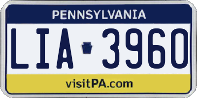 PA license plate LIA3960