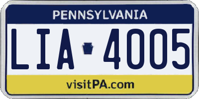 PA license plate LIA4005