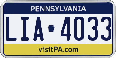 PA license plate LIA4033