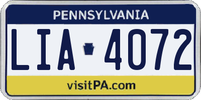 PA license plate LIA4072