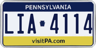 PA license plate LIA4114