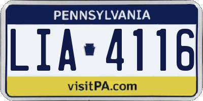 PA license plate LIA4116
