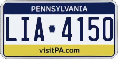 PA license plate LIA4150