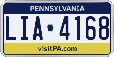 PA license plate LIA4168