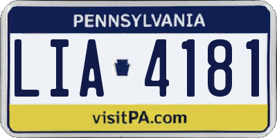 PA license plate LIA4181