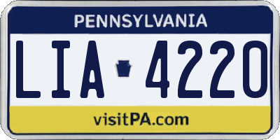 PA license plate LIA4220
