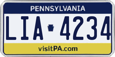 PA license plate LIA4234