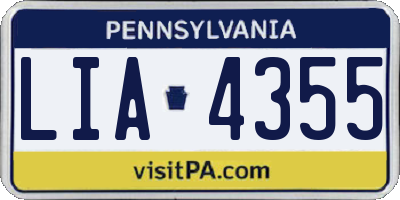 PA license plate LIA4355