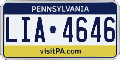 PA license plate LIA4646