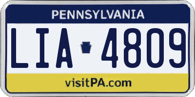 PA license plate LIA4809