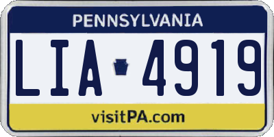 PA license plate LIA4919