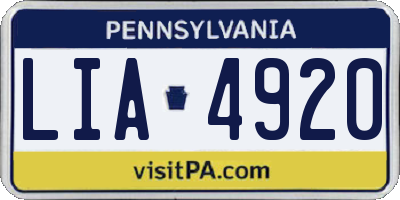 PA license plate LIA4920