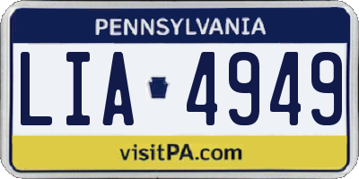 PA license plate LIA4949