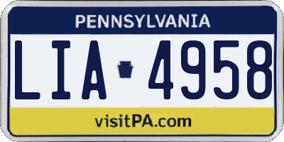 PA license plate LIA4958
