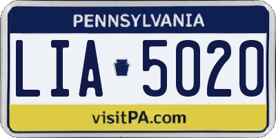 PA license plate LIA5020