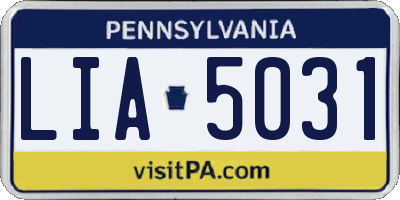 PA license plate LIA5031