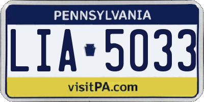 PA license plate LIA5033