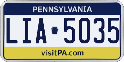 PA license plate LIA5035
