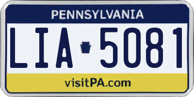 PA license plate LIA5081