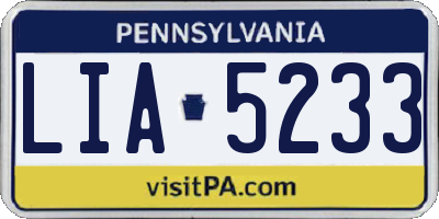 PA license plate LIA5233