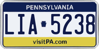 PA license plate LIA5238