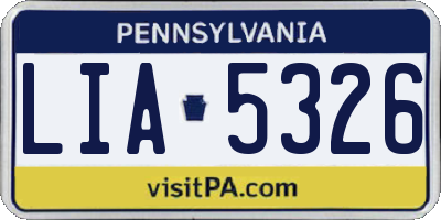 PA license plate LIA5326