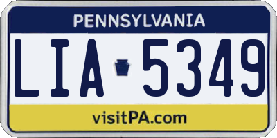 PA license plate LIA5349