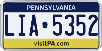 PA license plate LIA5352