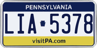 PA license plate LIA5378