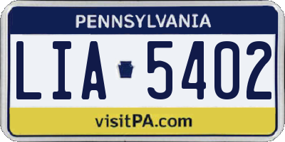 PA license plate LIA5402