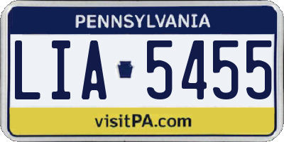 PA license plate LIA5455