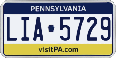 PA license plate LIA5729