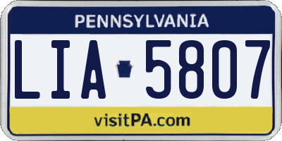PA license plate LIA5807