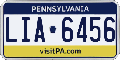 PA license plate LIA6456