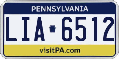 PA license plate LIA6512
