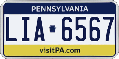 PA license plate LIA6567
