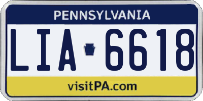 PA license plate LIA6618