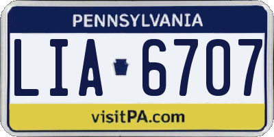 PA license plate LIA6707